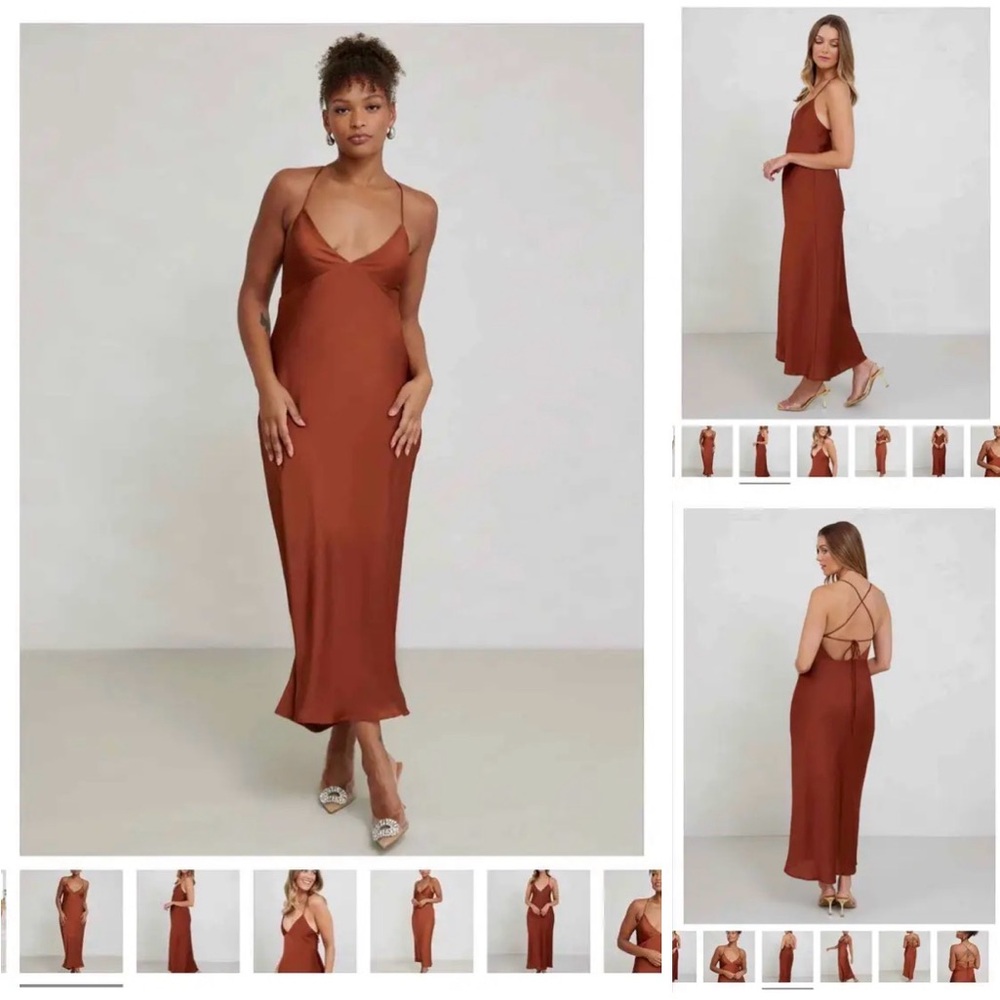 Park & Fifth Rust-Brown Slip Maxi Dress - Picture 3 of 3